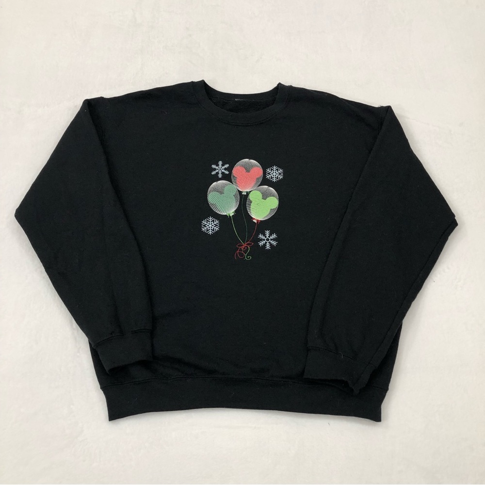 Vintage Disney Mickey Mouse Ears Embroidered Balloons Holiday Sweatshirt Men S/M